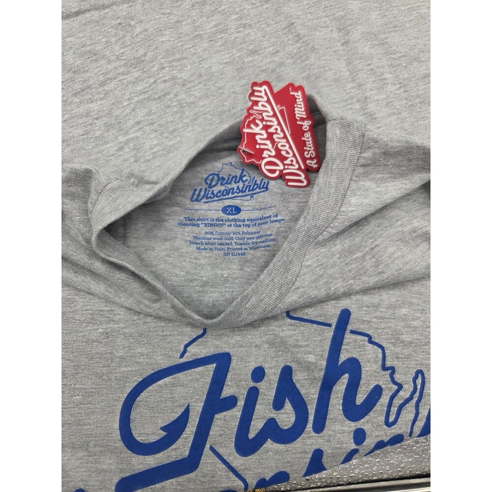 Fish Wisconsibly Humourous Wisconsin Fishing Gray T Shirt Size XL - Picture 13 of 13